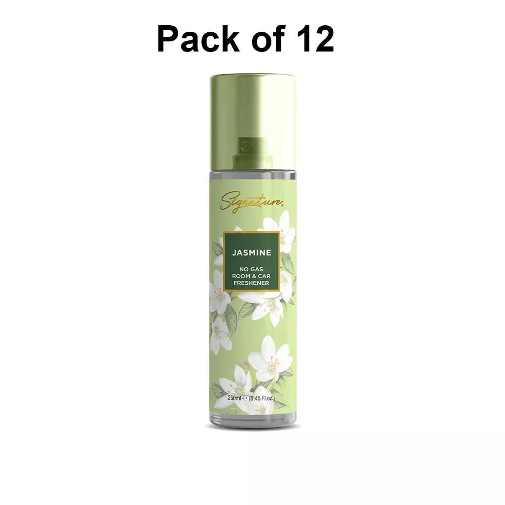 Signature Air Freshener Spray Jasmine 250 ml Bottle liquid Form for Rooms, Cars & Bathrooms, FG000715 (Pack of 12 Pcs)