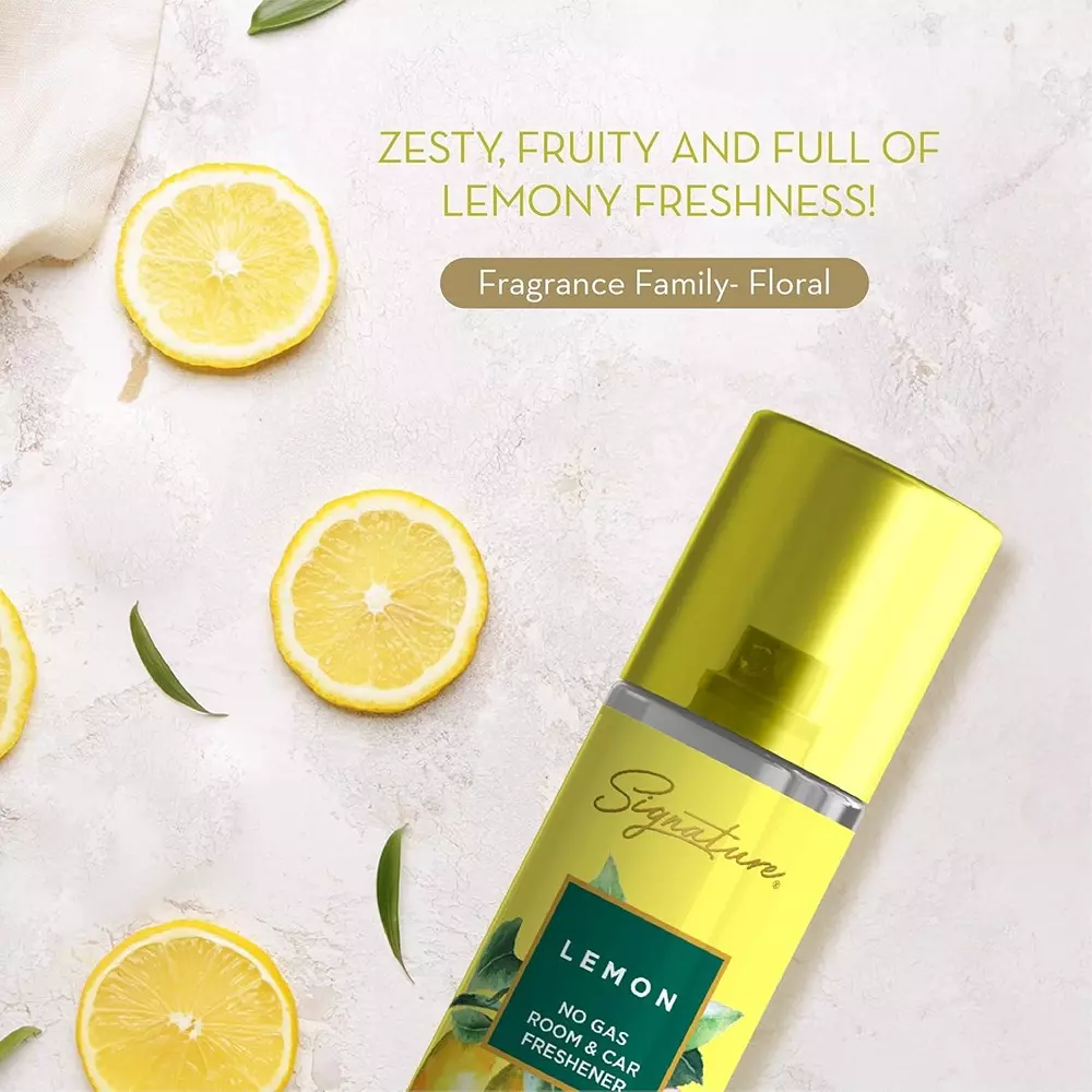 Signature Air Freshener Spray Lemon 250 ml Bottle liquid Form for Rooms, Cars & Bathrooms, FG000717 (Pack of 6 Pcs)