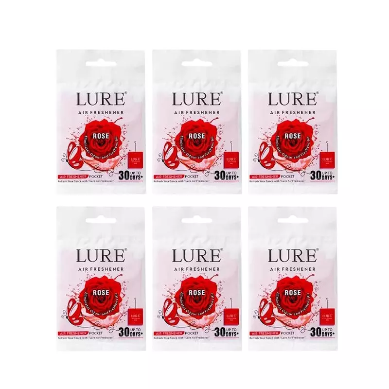 Lure Pocket Size Gel Air Freshener 10 g (Each) Rose Fragrance for Bathroom, Toilet, Home & Office, (Pack of 6 Pcs)