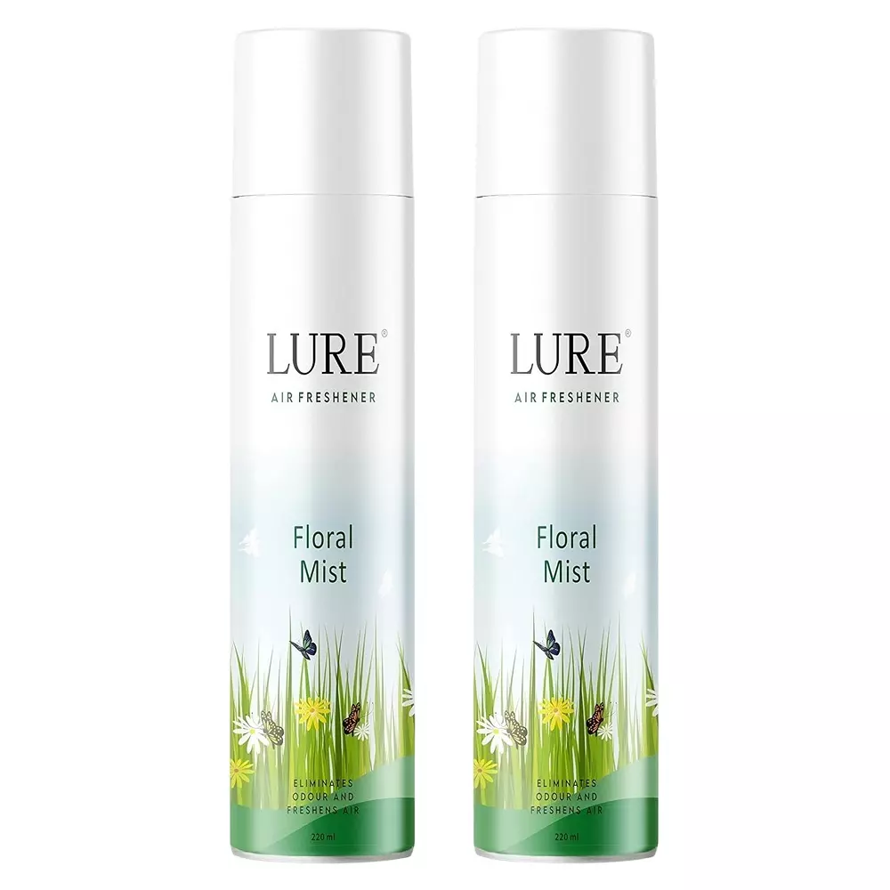 Lure Room Air Freshener Spray 220 ml (Each) Floral Mist Fragrance Bottle for Bathroom, Toilet, Home & Office, (Pack of 2 Pcs)