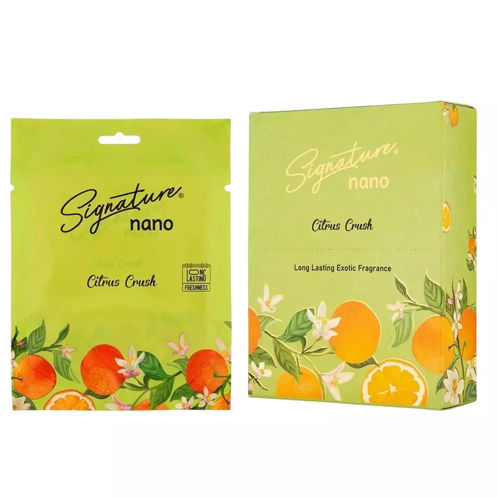 Signature Nano Air Freshener Sachet Citrus Crush Hanging Mount Type 10 g Packet Powder Form for Rooms, Cars & Bathrooms, FG001031