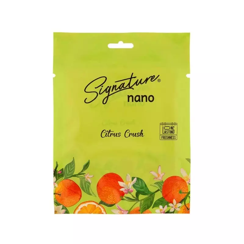 Signature Nano Air Freshener Sachet Citrus Crush Hanging Mount Type 10 g Packet Powder Form for Rooms, Cars & Bathrooms, FG001031 (Pack of 12 Pcs)
