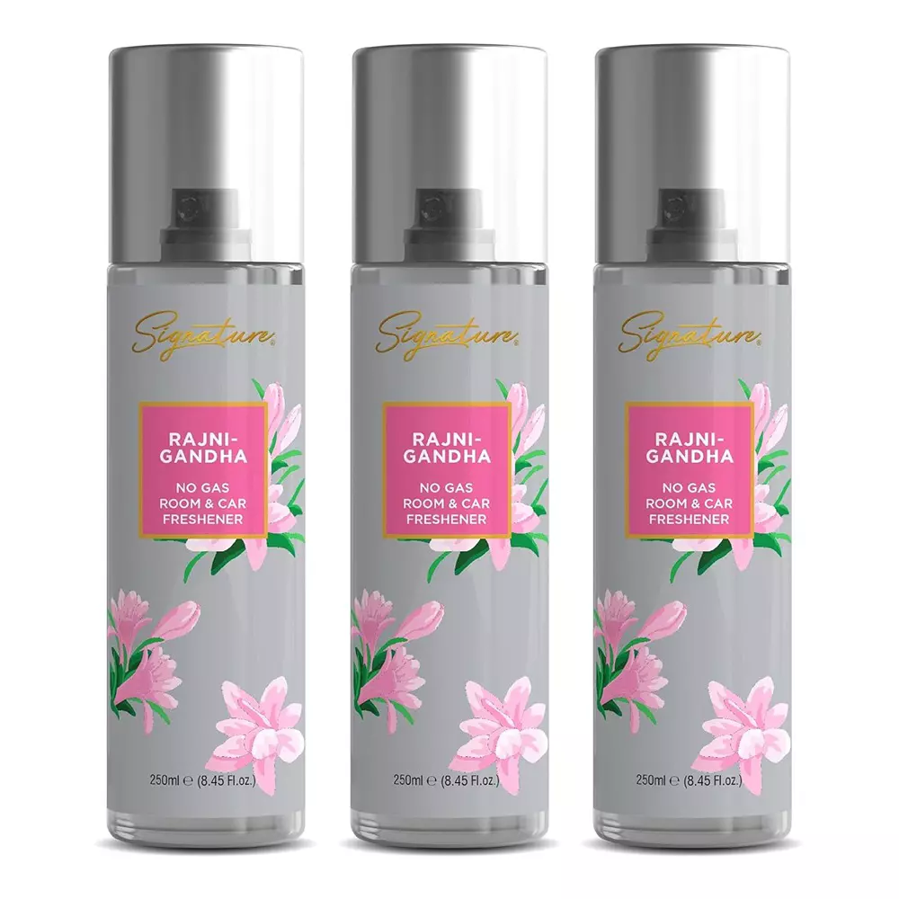 Signature Air Freshener Spray Rajnigandha 250 ml Bottle liquid Form for Rooms, Cars & Bathrooms, FG000716