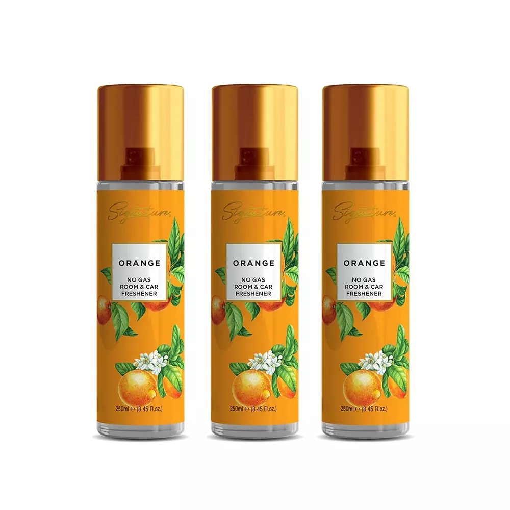 Signature Air Freshener Spray Orange 250 ml Bottle liquid Form for Rooms, Cars & Bathrooms, FG000719