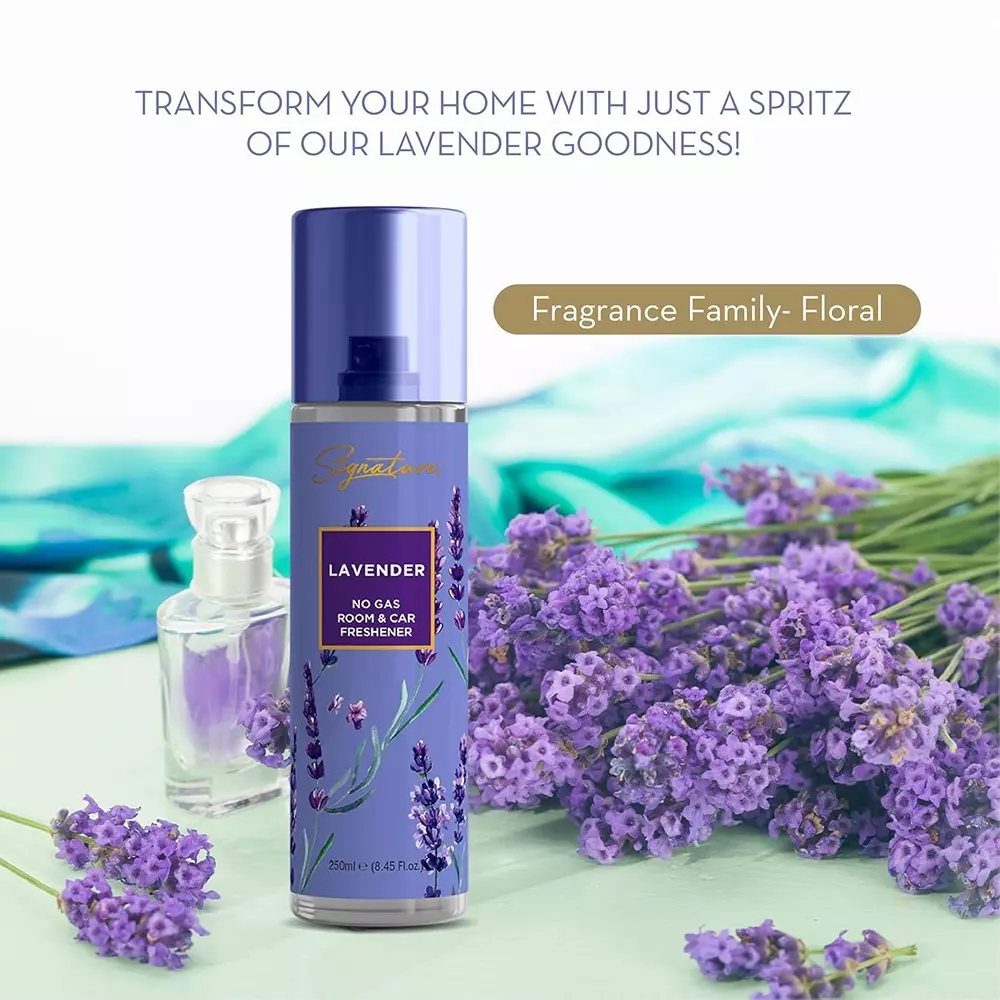 Signature Air Freshener Spray Lavender 250 ml Bottle liquid Form for Rooms, Cars & Bathrooms, FG000714 (Pack of 6 Pcs)