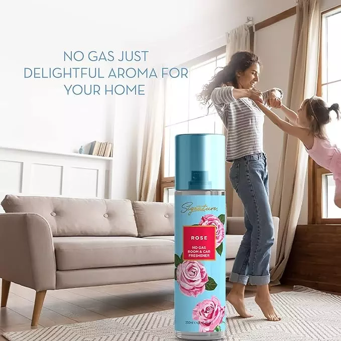 Signature Air Freshener Spray Rose 250 ml Bottle liquid Form for Rooms, Cars & Bathrooms, FG000712 (Pack of 12 Pcs)