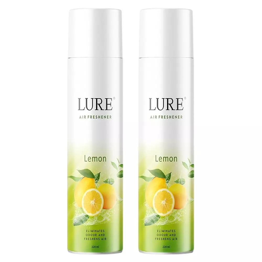 Lure Room Air Freshener Spray 220 ml (Each) Lemon Fragrance Bottle for Bathroom, Toilet, Home & Office, (Pack of 2 Pcs)