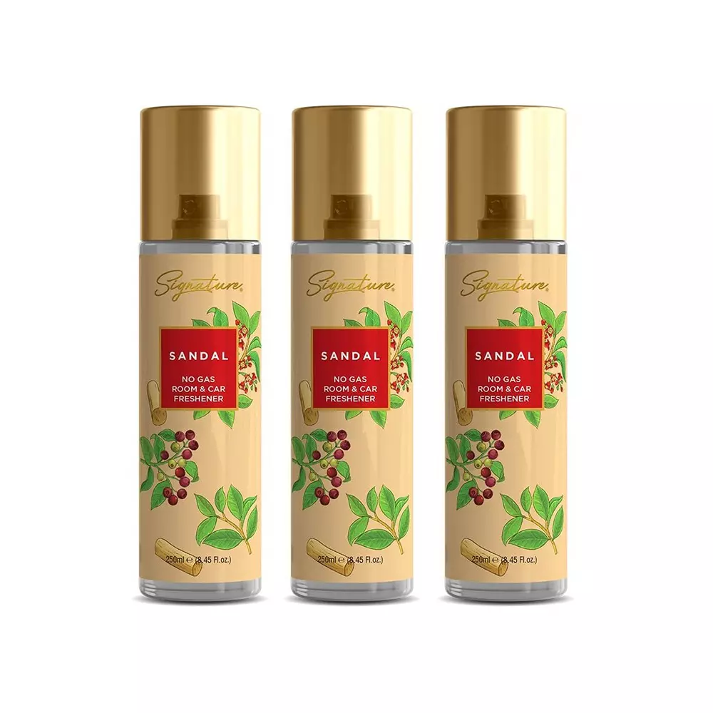 Signature Air Freshener Spray Sandal 250 ml Bottle liquid Form for Rooms, Cars & Bathrooms, FG000713