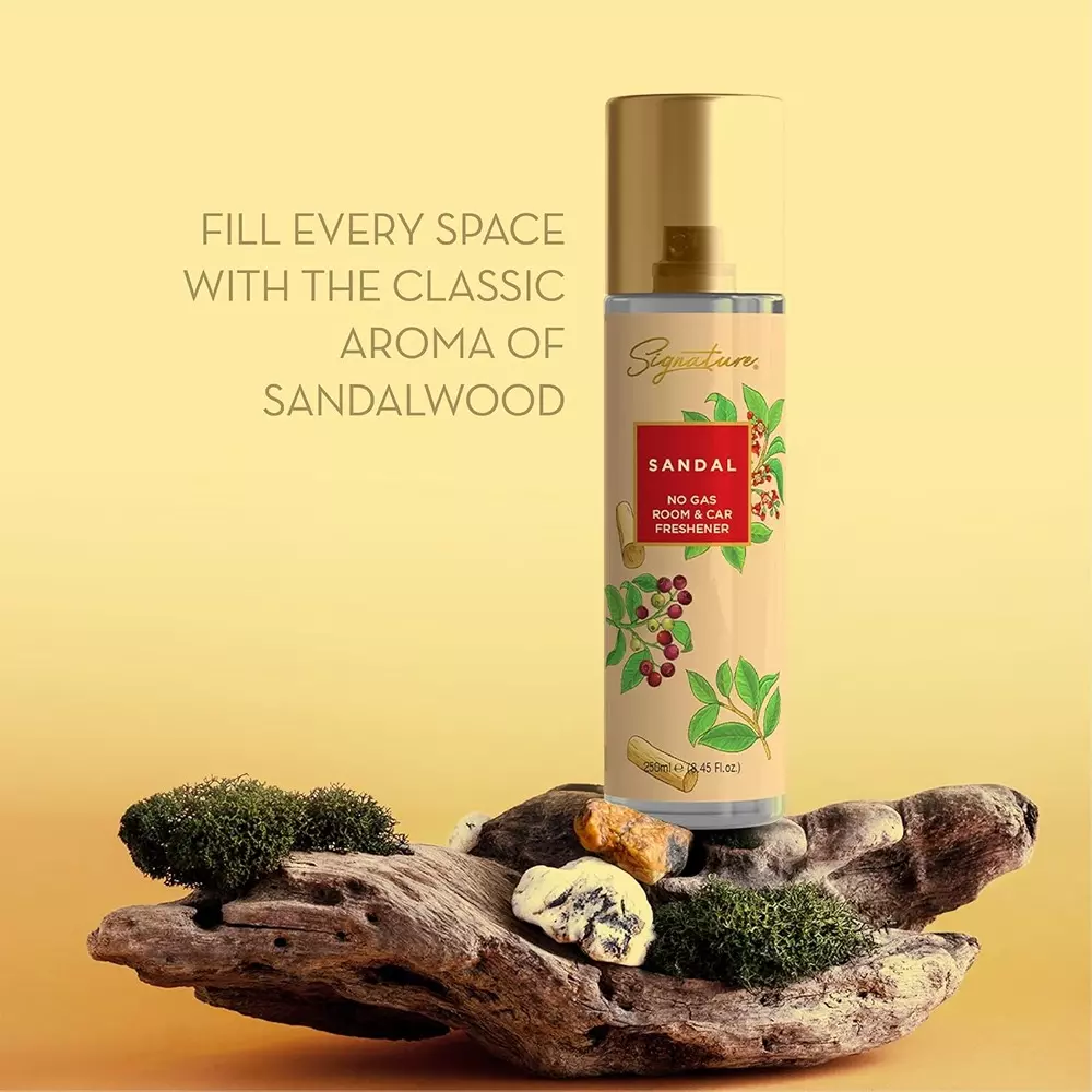Signature Air Freshener Spray Sandal 250 ml Bottle liquid Form for Rooms, Cars & Bathrooms, FG000713 (Pack of 6 Pcs)