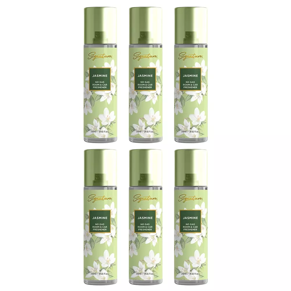 Signature Air Freshener Spray Jasmine 250 ml Bottle liquid Form for Rooms, Cars & Bathrooms, FG000715 (Pack of 6 Pcs)