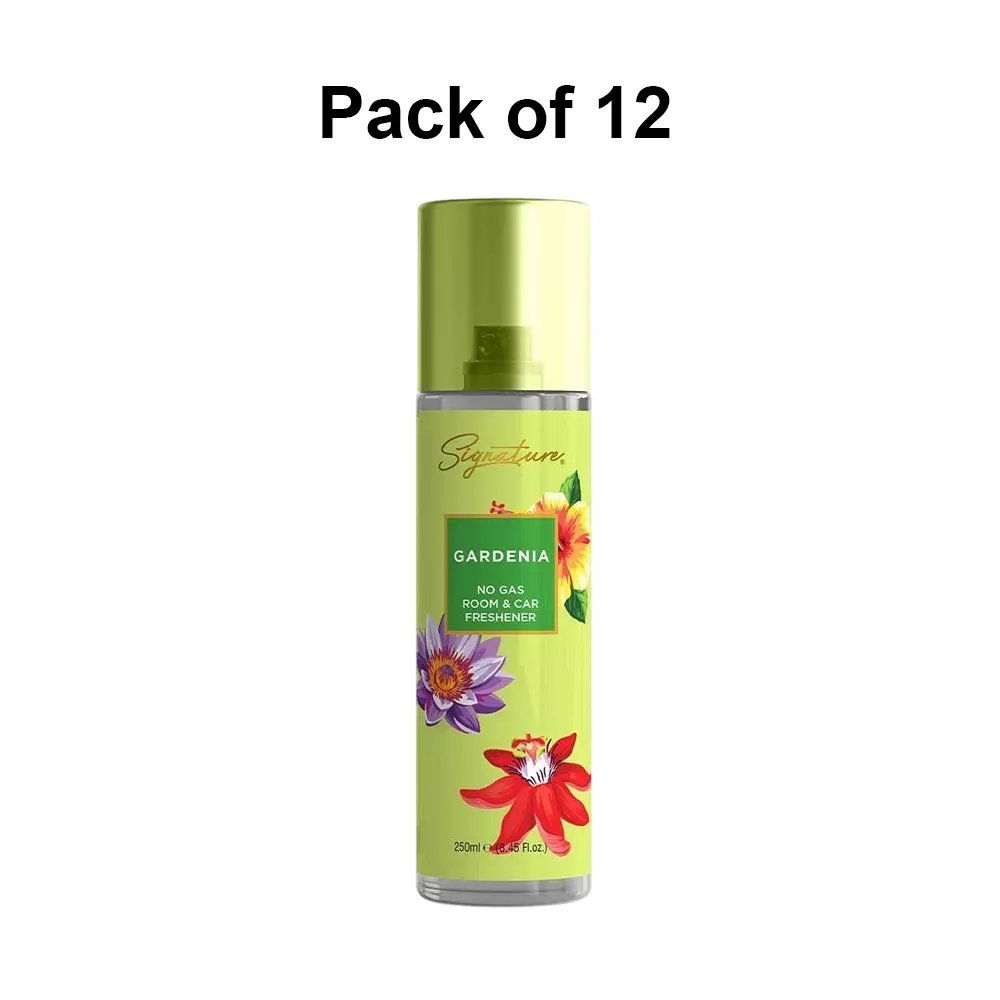 Signature Air Freshener Spray Gardenia 250 ml Bottle liquid Form for Rooms, Cars & Bathrooms, FG000711 (Pack of 12 Pcs)