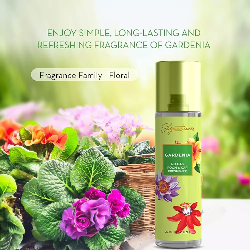 Signature Air Freshener Spray Gardenia 250 ml Bottle liquid Form for Rooms, Cars & Bathrooms, FG000711 (Pack of 12 Pcs)