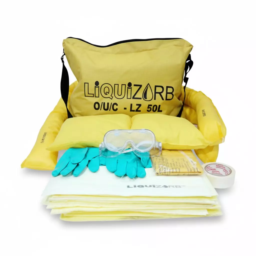 Liquizorb Chemical Spill Kit Bag 50 L Capacity Matty Cloth Green & Black for Indoor & Outdoor Use
