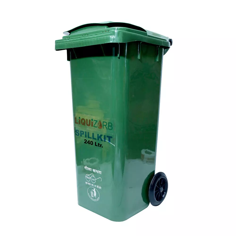 Liquizorb Universal Spill Kit Wheeled Bin 240 L Capacity Plastic Green for Indoor & Outdoor Use