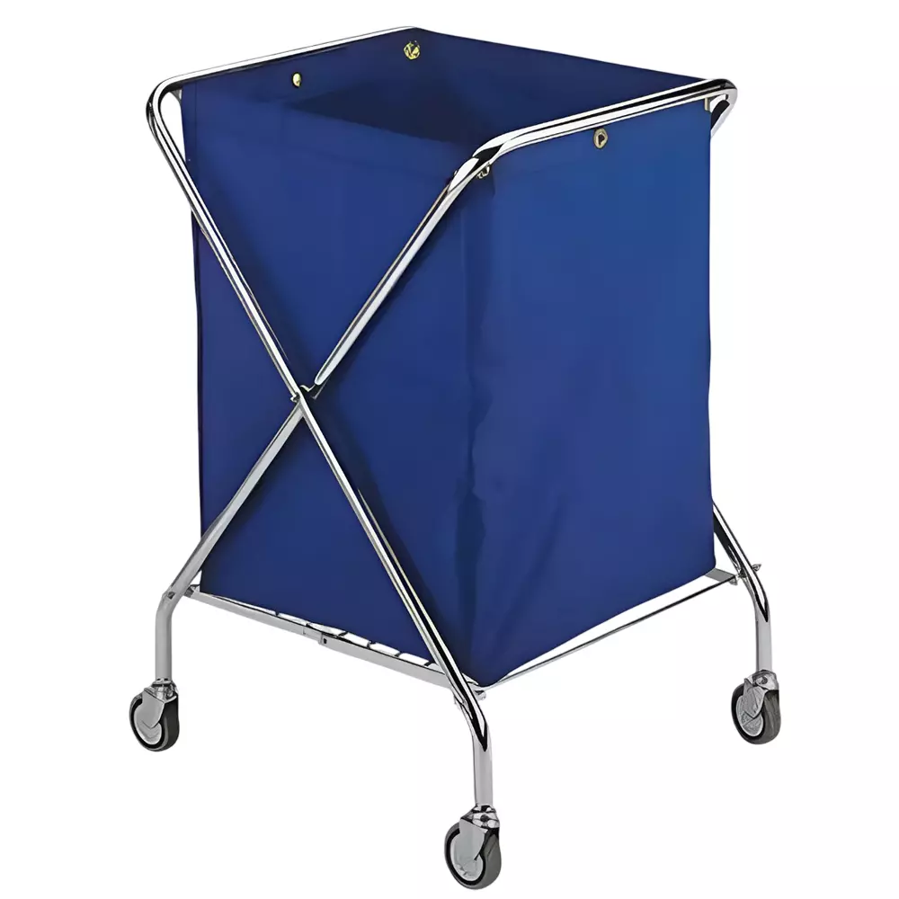 Roots Dust Export Linen Trolley Chromed Steel with 150 L Blue Plastified Bag, TT4055