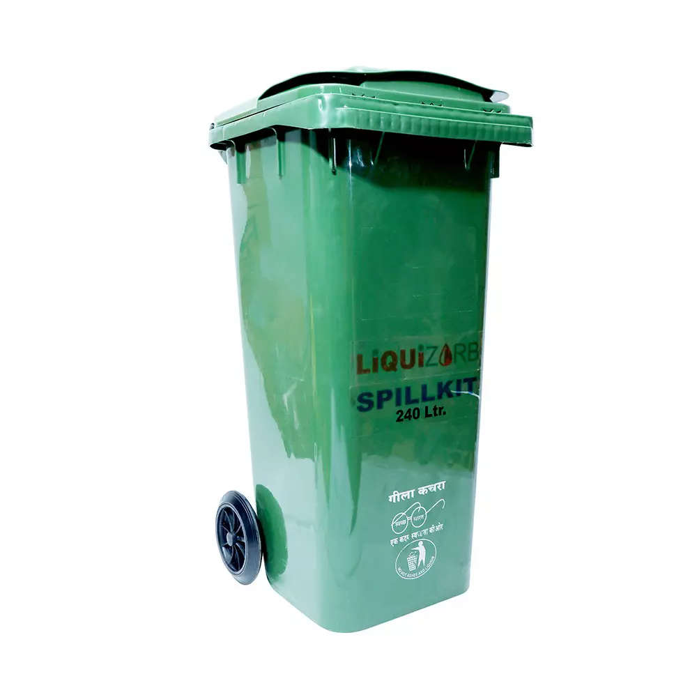 Liquizorb Chemical Spill Kit Wheeled Bin 240 L Capacity Plastic Green for Indoor & Outdoor Use