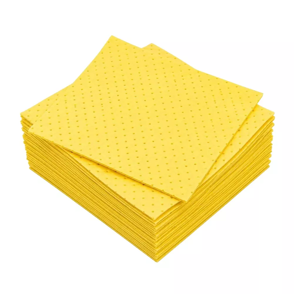 Enviroguard 16 x 20 Inch Chemical Absorbent Pads Yellow Suitable for Acids, Alkalis, Solvents & Hazardous Liquids, 100 Pads/Pack