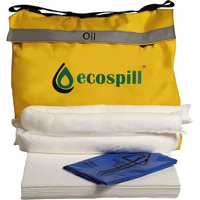 Ecospill Oil Spill Kit Padx20, Sockx2, Waste Bag and Tiex2 Contents, 62x55x7 cm External Dimension, 30 L Capacity, H1280030