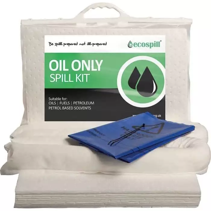 Ecospill Oil Spill Kit Padx20, Sockx2, Waste Bag and Tiex2 Contents, 70x59x5 cm External Dimension, 30 L Capacity, H1290030