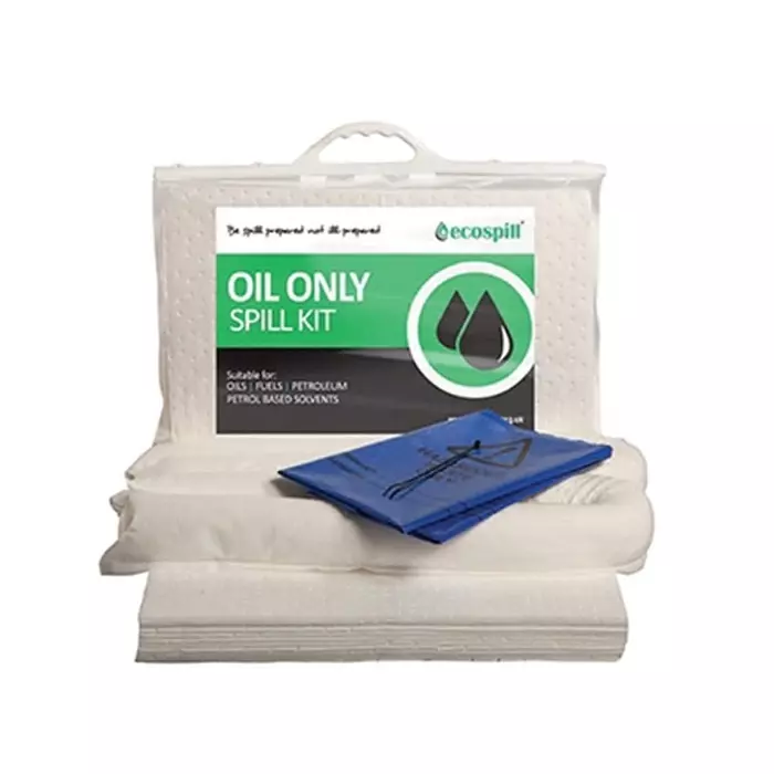Ecospill Oil Spill Kit Padx20, Sockx2, Waste Bag and Tiex2 Contents, 70x59x5 cm External Dimension, 30 L Capacity, H1290030