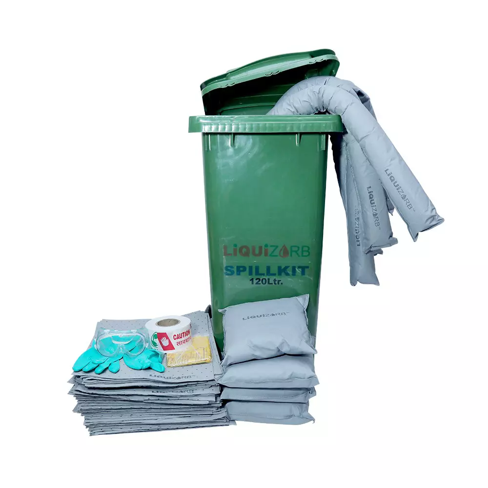 Liquizorb Oil Spill Kit Wheeled Bin 120 L Capacity Plastic Green for Indoor & Outdoor Use