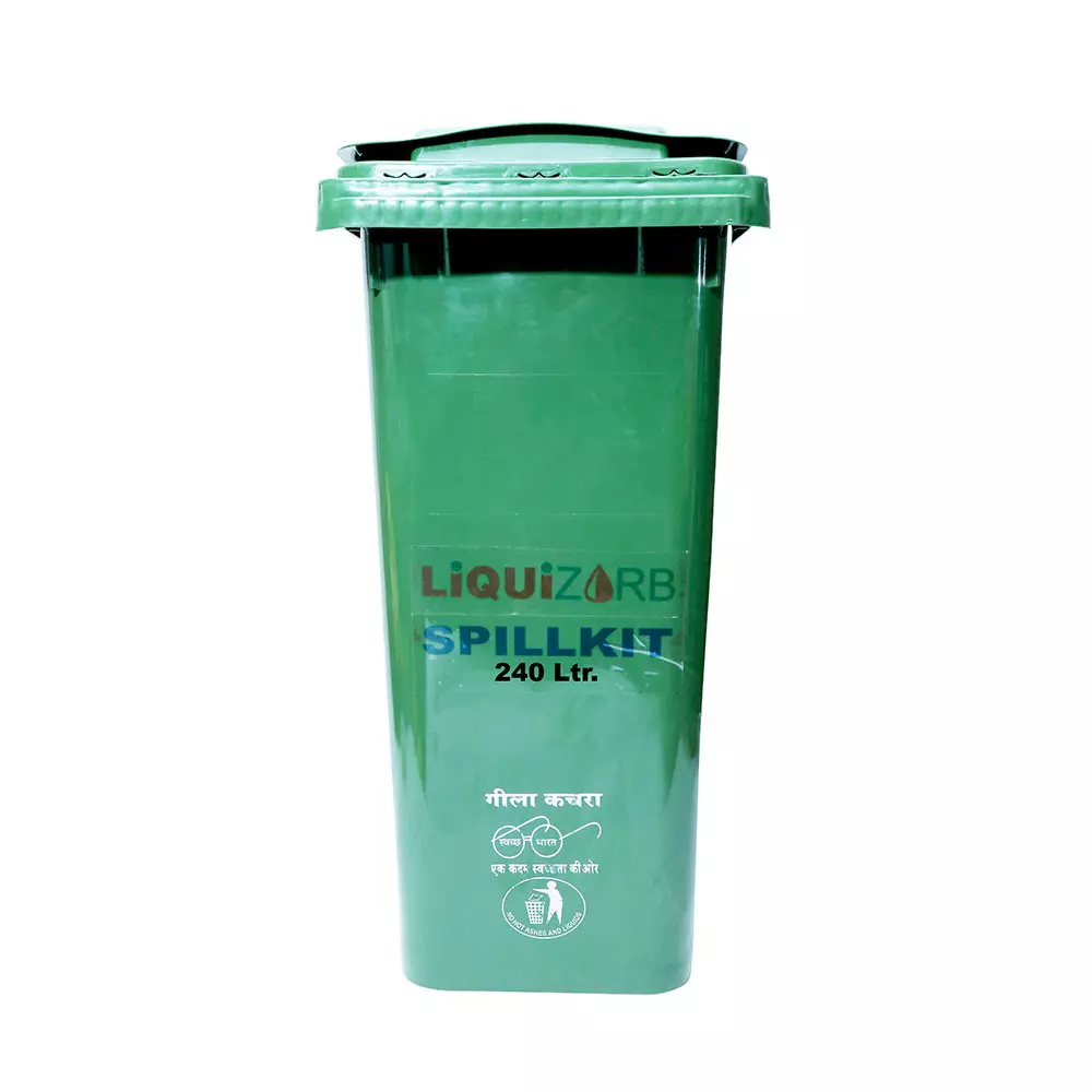 Liquizorb Oil Spill Kit Wheeled Bin 240 L Capacity Plastic Green for Indoor & Outdoor Use