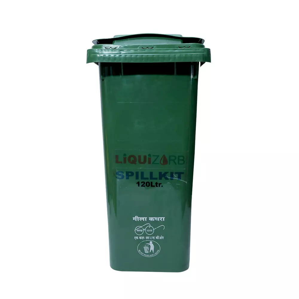 Liquizorb Chemical Spill Kit Wheeled Bin 120 L Capacity Plastic Green for Indoor & Outdoor Use