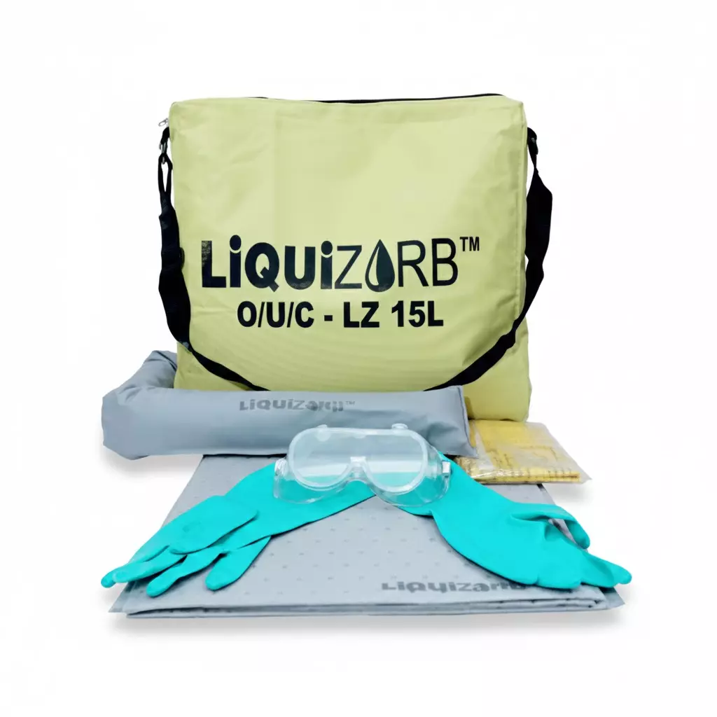 Liquizorb Universal Spill Kit Bag 15 L Capacity Matty Cloth Green & Black for Indoor & Outdoor Use