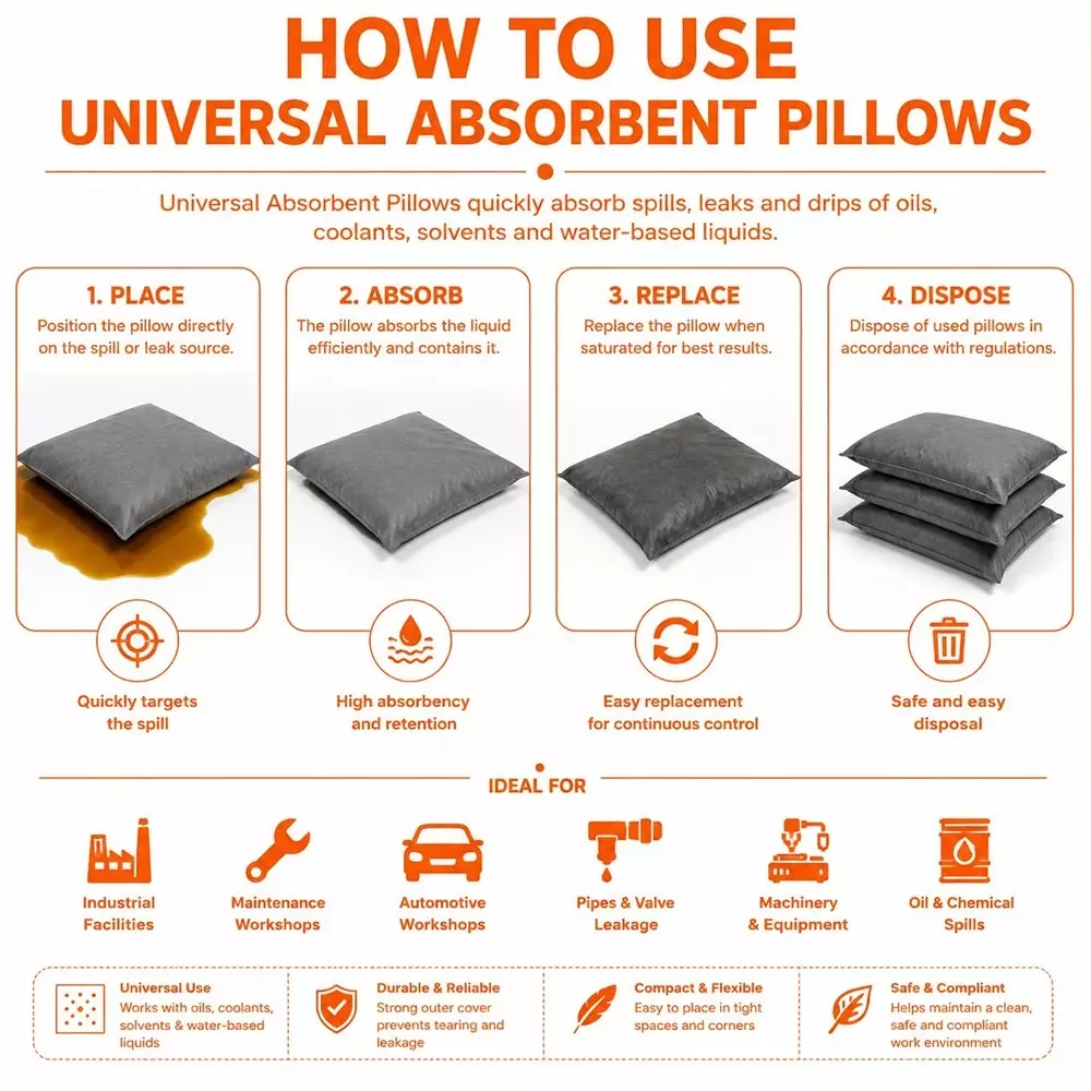 enviroguard-10-x-10-inch-universal-absorbent-pillows-gray-suitable-for-oil-coolants-water-industrial-fluids-pack-of-4