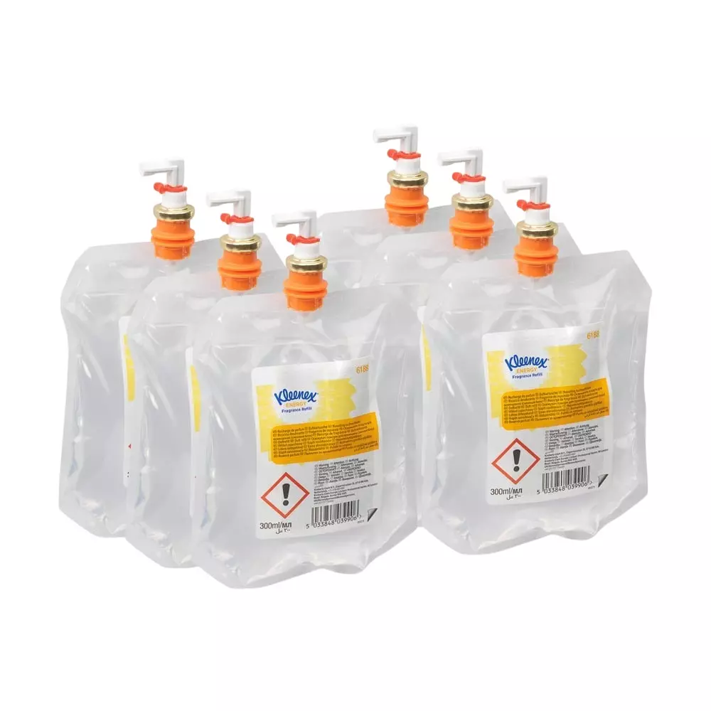 KLEENEX 300 ml Energy Fragrance Aircare Refill Pouch White, 6188 (Pack of 6 Pouch)
