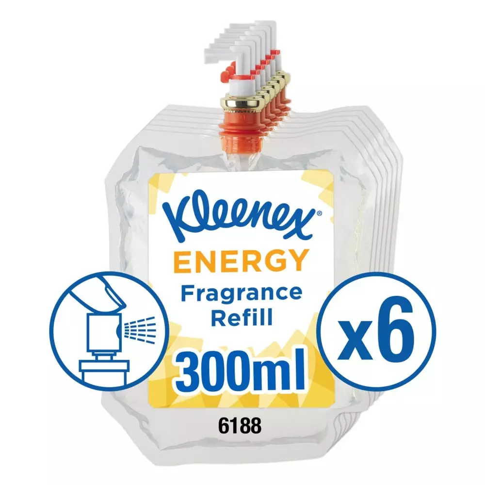 KLEENEX 300 ml Energy Fragrance Aircare Refill Pouch White, 6188 (Pack of 6 Pouch)