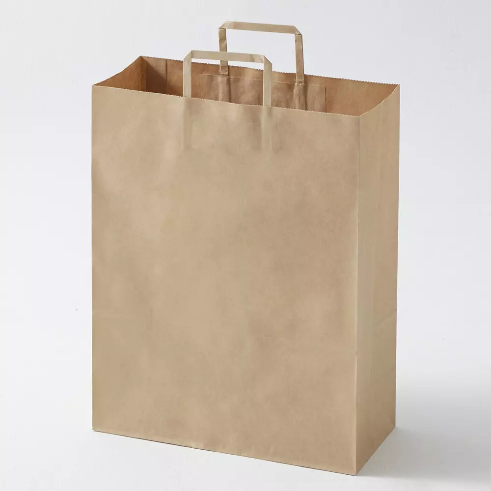 MonotaRO Handbag Paper Bag Tea Plain Flat string 150 mm Thickness, 21138664 (Pack of 50 Pcs)