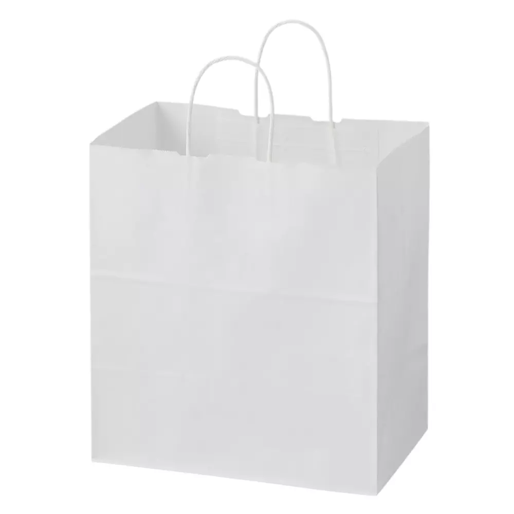MonotaRO Handbag Paper Bag Plain White Round string 210 mm Thickness, 21138698 (Pack of 50 Pcs)