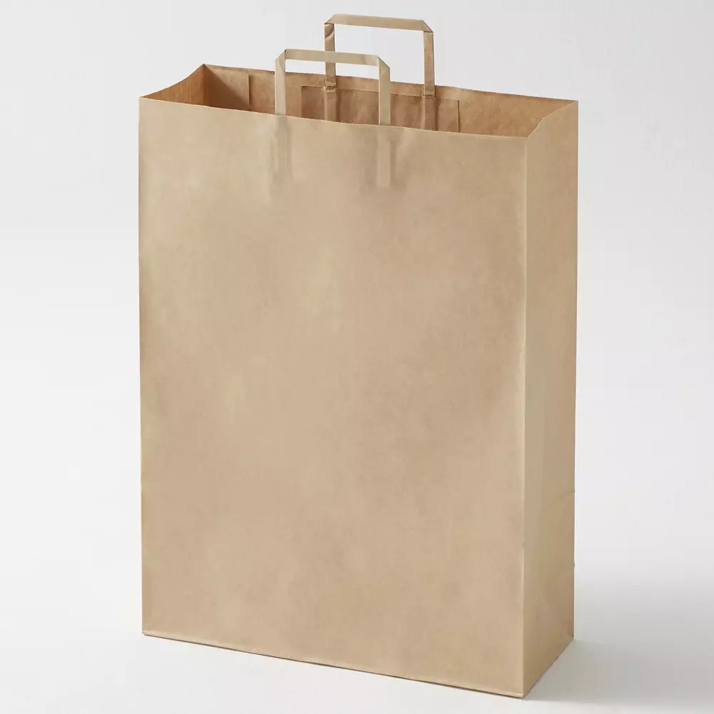 MonotaRO Handbag Paper Bag Tea Plain Flat string 145 mm Thickness, 21138716 (Pack of 50 Pcs)