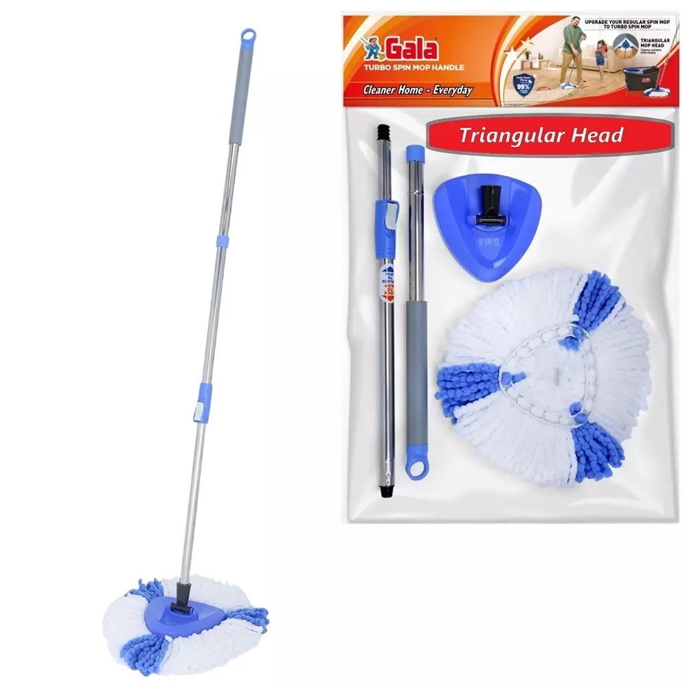 Gala Turbo Triangular Spin Mop Handle With Refill Multicolor Steel Handle Material for Home & Office Use