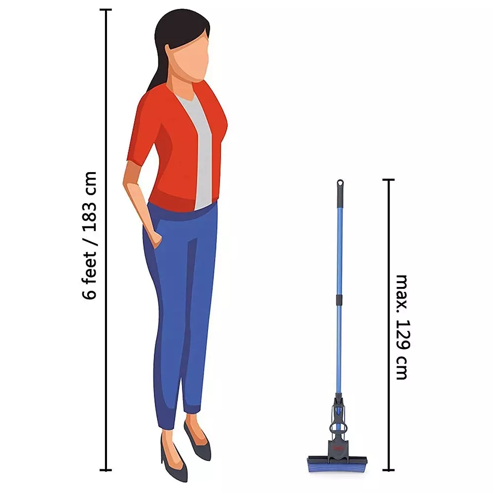 Gala String PVA Mop With Handle Blue 129 cm (Adjustable Max Height) for Home & Office Use