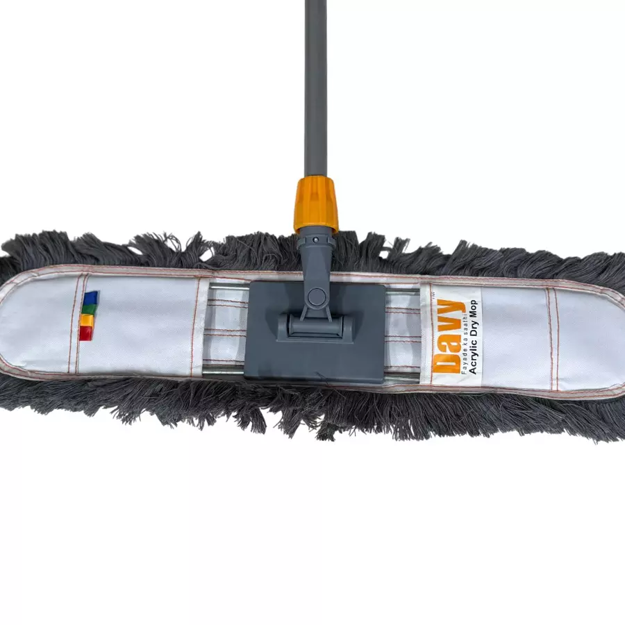 Davy Acrylic Dry Mop 70 Cm Set With 135 Cm Metal Handle Grey DMA80