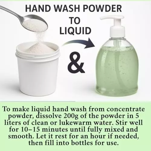 TetraClean Hand Wash Concentrate Powder 200 g Green Apple Scent Makes 5 Litres of Hand Wash Gel