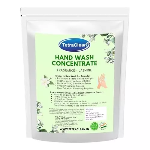 TetraClean Hand Wash Concentrate Powder 200 g Jasmine Scent Makes 5 Litres of Hand Wash Gel