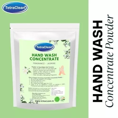 TetraClean Hand Wash Concentrate Powder 200 g Jasmine Scent Makes 5 Litres of Hand Wash Gel