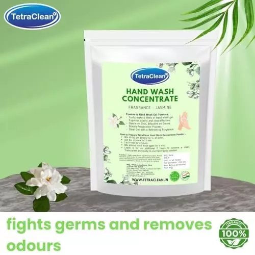 TetraClean Hand Wash Concentrate Powder 200 g Jasmine Scent Makes 5 Litres of Hand Wash Gel