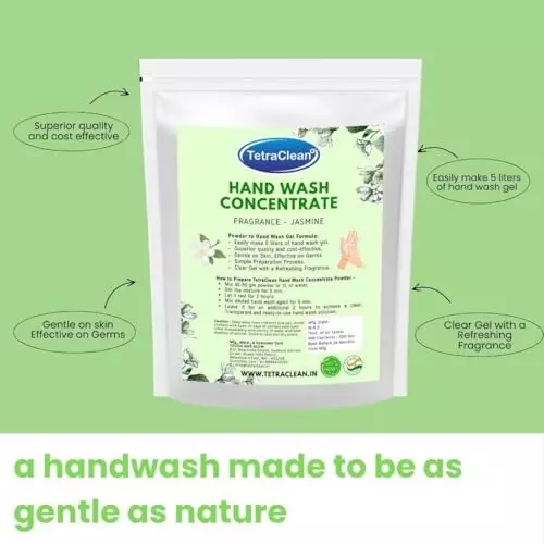 TetraClean Hand Wash Concentrate Powder 200 g Jasmine Scent Makes 5 Litres of Hand Wash Gel