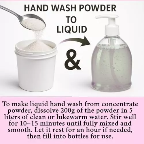 TetraClean Hand Wash Concentrate Powder 200 g Rose Scent Makes 5 Litres of Hand Wash Gel