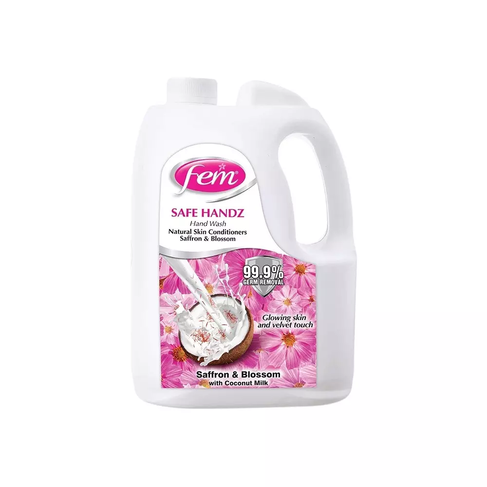 FEM 5 L Hand Wash Liquid Form Saffron, Blossom & Coconut Scent for Cleaning Hands