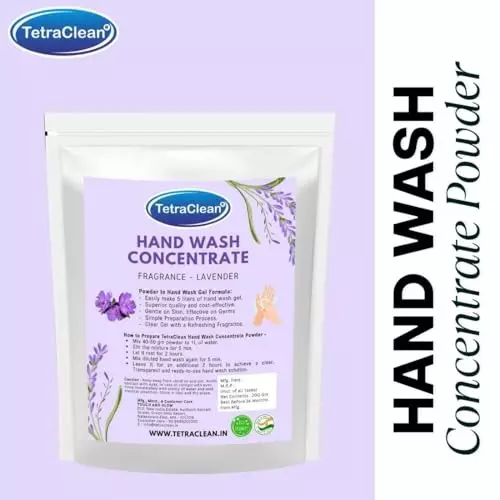 TetraClean Hand Wash Concentrate Powder 200 g Lavender Scent Makes 5 Litres of Hand Wash Gel