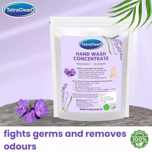 TetraClean Hand Wash Concentrate Powder 200 g Lavender Scent Makes 5 Litres of Hand Wash Gel