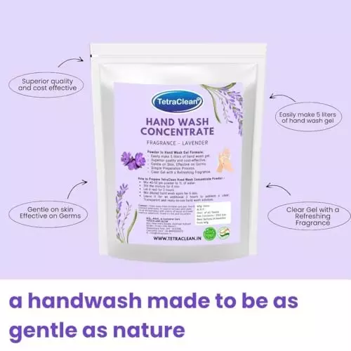 TetraClean Hand Wash Concentrate Powder 200 g Lavender Scent Makes 5 Litres of Hand Wash Gel