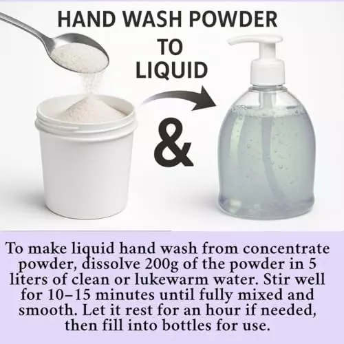 TetraClean Hand Wash Concentrate Powder 200 g Lavender Scent Makes 5 Litres of Hand Wash Gel