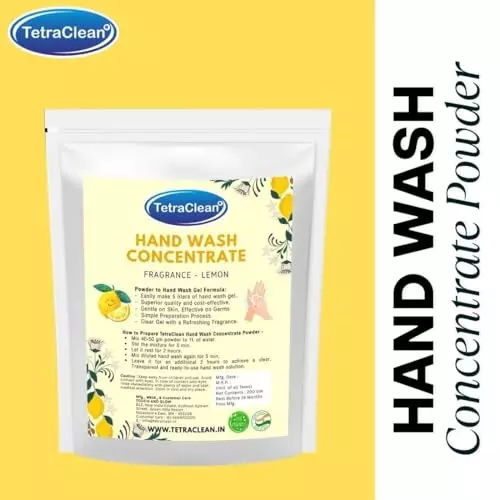 TetraClean Hand Wash Concentrate Powder 200 g Lemon Scent Makes 5 Litres of Hand Wash Gel