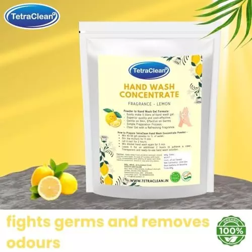 TetraClean Hand Wash Concentrate Powder 200 g Lemon Scent Makes 5 Litres of Hand Wash Gel